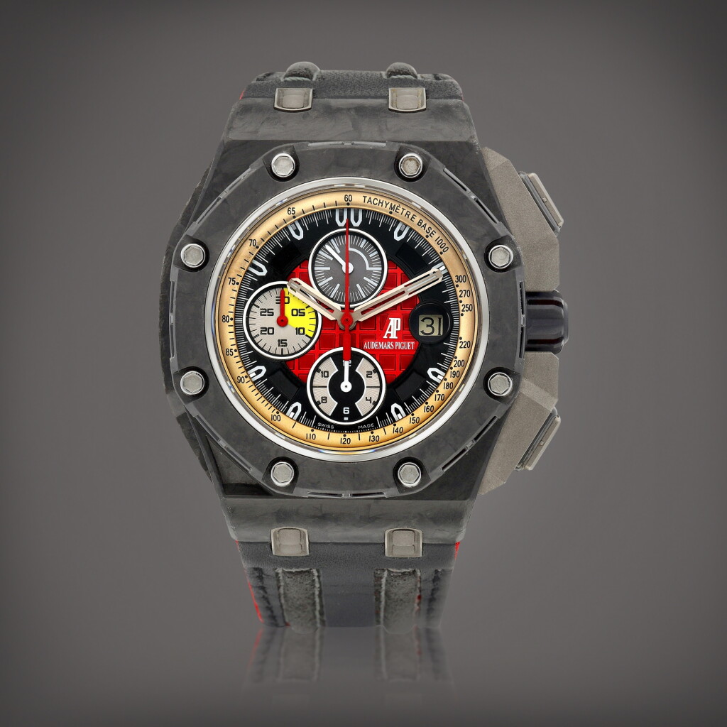 View full screen - View 1 of Lot 784. Royal Oak Offshore Grand Prix, Reference 26290IO.OO.A001VE.01 | A limited edition ceramic, forged carbon and titanium chronograph wristwatch with date, Circa 2010 | 愛彼 | 皇家橡樹離岸型系列 Grand Prix 型號26290IO.OO.A001VE.01 | 限量版陶瓷、鍛碳及鈦金屬計時腕錶,備日期顯示,約2010年製.