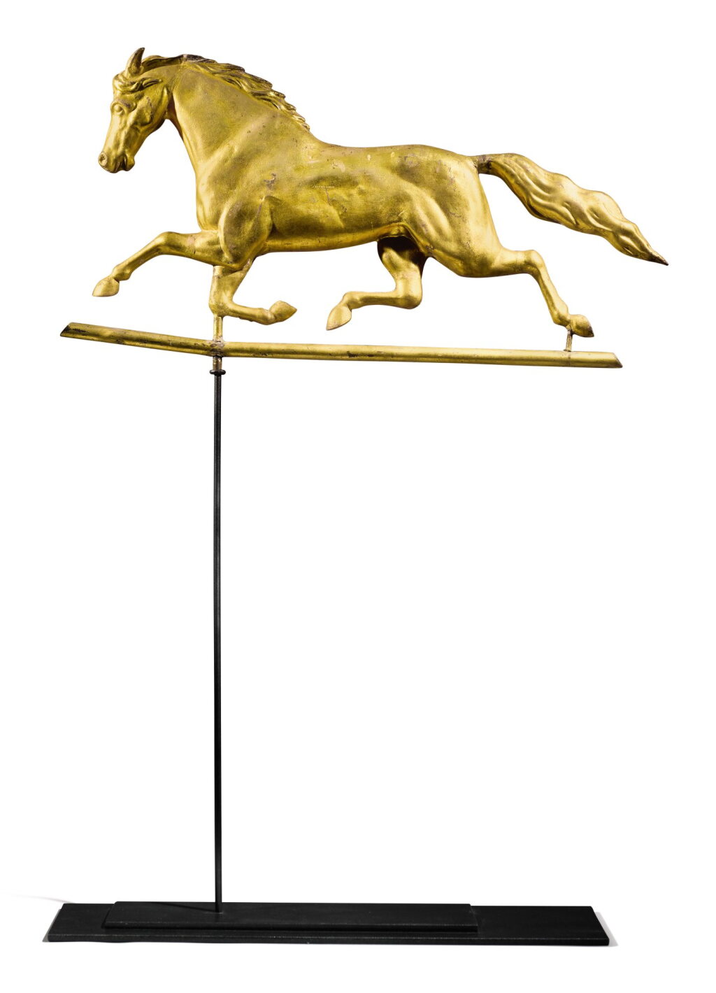 View full screen - View 1 of Lot 34. A Swelled-Bodied 'Running Horse' Weathervane, Stamped J. Harris & Son, Boston, Massachusetts, Circa 1880.