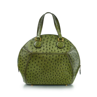View full screen - View 1 of Lot 1116. Vert Olive Ostrich Vintage Ile De Shiki Gold Hardware, 1992 .