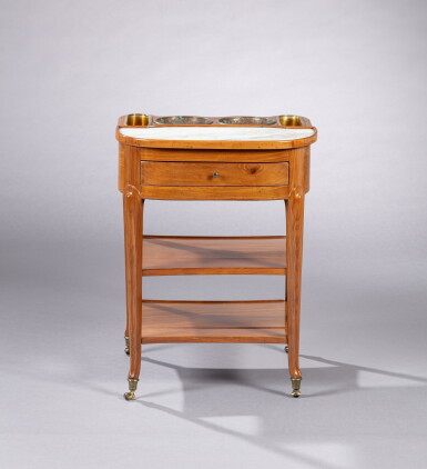 View full screen - View 1 of Lot 108. A Louis XVI mahogany rafraichissoir, stamped by Canabas | Table rafraichissoir en acajou d'époque Louis XVI, estampille de Canabas.