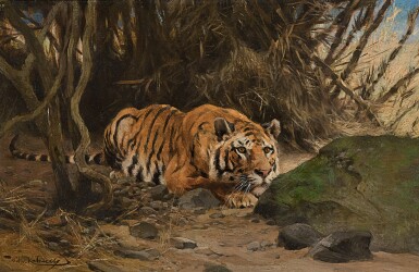 View full screen - View 1 of Lot 29. WILHELM KUHNERT | Tiger After his Prey.