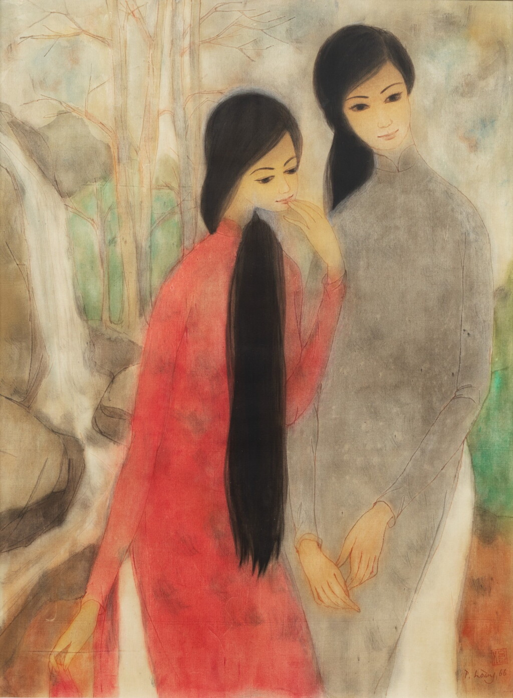 View full screen - View 1 of Lot 18. Pham Hoang (20th century), Two friends | Pham Hoang(二十世紀)知心好友.