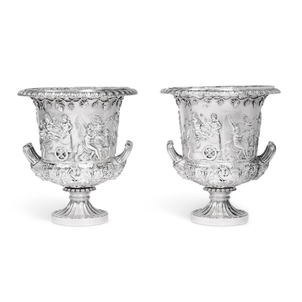 View full screen - View 1 of Lot 130. A Pair of Regency Silver Wine Coolers, Paul Storr for Rundell, Bridge and Rundell, London, 1810.
