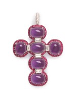 AMETHYST, RUBY AND DIAMOND PENDANT, MICHELE DELLA VALLE