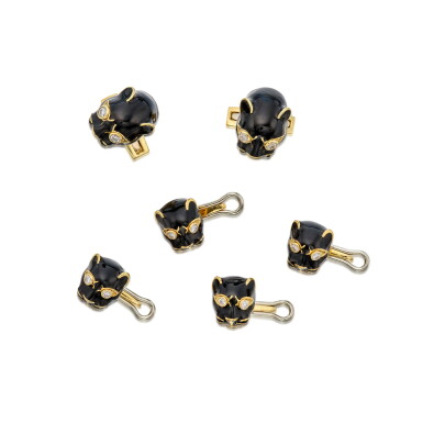 View full screen - View 1 of Lot 477. Gold, Enamel and Diamond Dress Set.