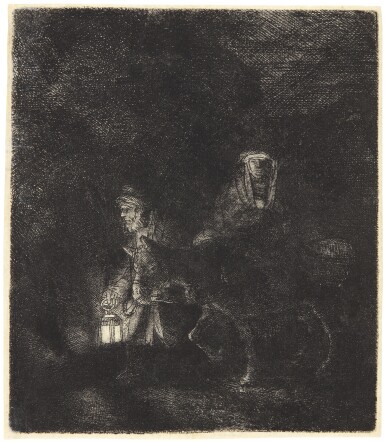 View full screen - View 1 of Lot 68. REMBRANDT HARMENSZ. VAN RIJN | THE FLIGHT INTO EGYPT: A NIGHT PIECE (B., HOLL. 53; NEW HOLL. 262; H. 253).