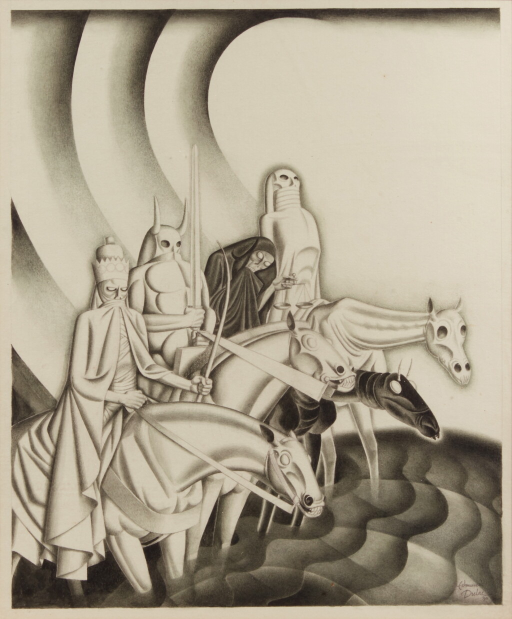 View full screen - View 1 of Lot 274. Edmund Dulac | Four Horsemen of the Apocalypse, 1930, signed by the artist.