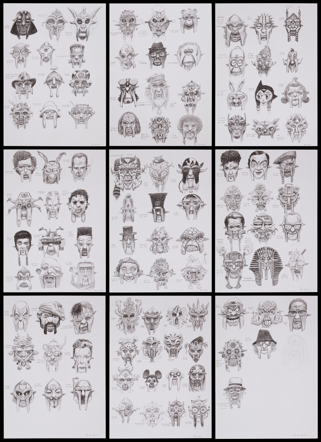 View full screen - View 1 of Lot 124. "50 Faces of DOOM" nine original illustrations by Dan Lish, 2018.
