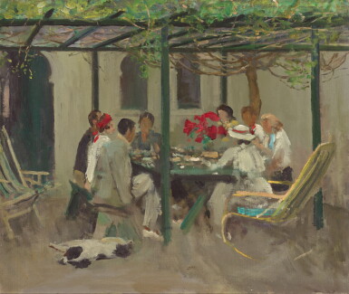 View full screen - View 1 of Lot 35. SIR JOHN LAVERY, R.A., R.S.A., R.H.A. | TEA AT PALM SPRINGS.