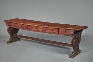 View full screen - View 1 of Lot 123. Italian Renaissance carved walnut refectory table Late 16th Century and Later.