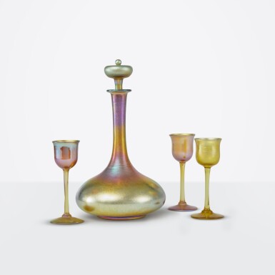 View full screen - View 1 of Lot 14. Stoppered Decanter and Three Goblets.