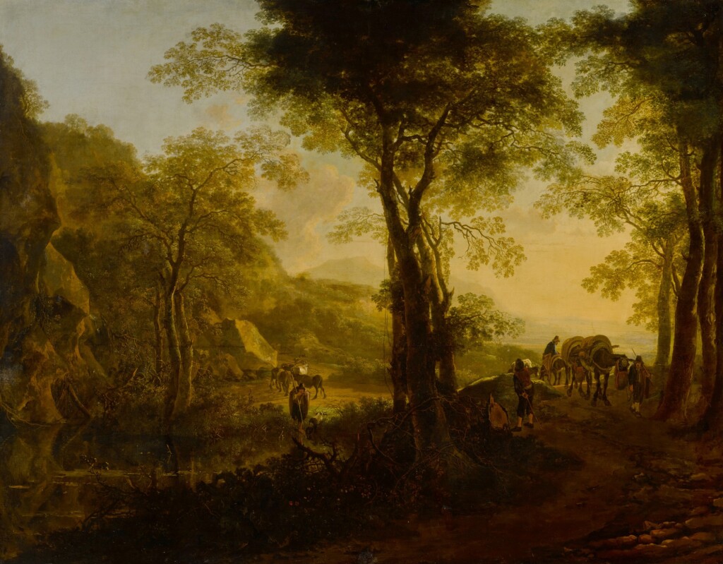 全萤幕检视 - 查看44Italianate landscape at sunset, with travelers on a country road的1