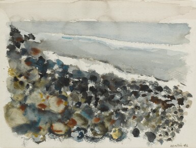 View full screen - View 1 of Lot 15. JOHN MARIN | BEACH, ROCKS AND SEA, MAINE.