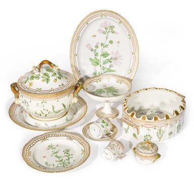 View full screen - View 1 of Lot 49. A Royal Copenhagen Flora Danica part dinner and dessert service, late 20th century.