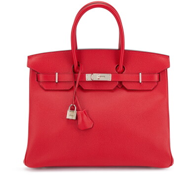 View full screen - View 1 of Lot 617. Rouge Casaque Epsom Birkin 35 Palladium Hardware, 2013.