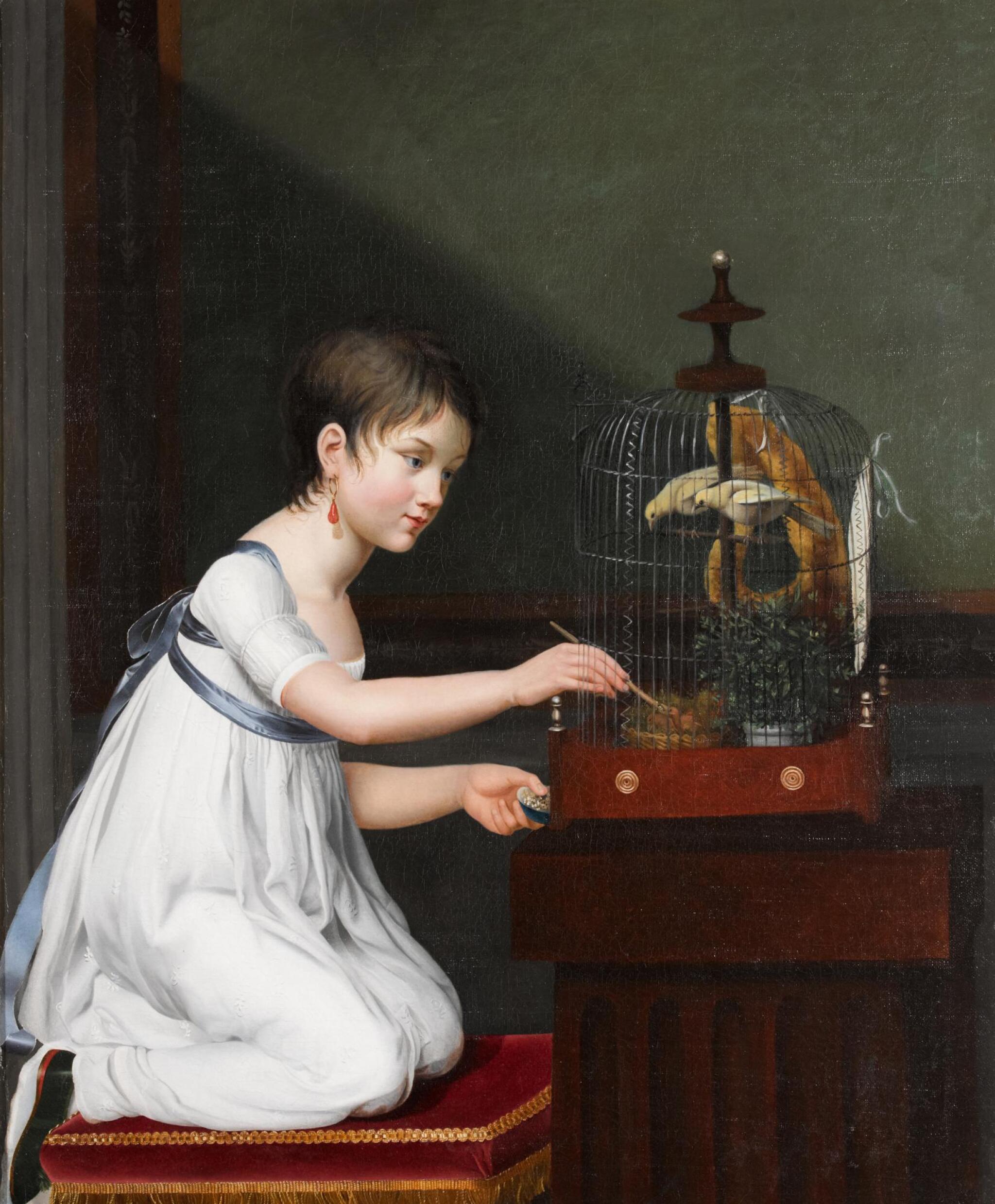 Jeanne Elisabeth Chaudet | A young girl in a white dress with a green Jeanne Elisabeth Chaudet | A young girl in a white dress with a green