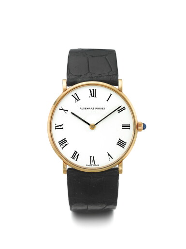 View full screen - View 1 of Lot 180. AUDEMARS PIGUET | AN ULTRA-THIN YELLOW GOLD WRISTWATCH CIRCA 1979.