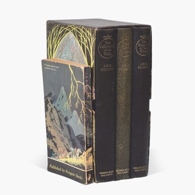 View full screen - View 1 of Lot 84. J.R.R. Tolkien | The Hobbit, 1961, first paperback issue, signed, with The Lord of the Rings trilogy, 1963, deluxe edition (later impressions), signed.