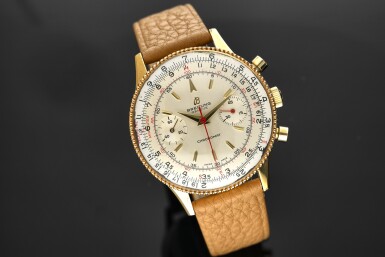 View full screen - View 1 of Lot 15. Reference 808 Chronomat A gold plated and stainless steel chronograph wristwatch with rotating inner slide rule bezel, Circa 1960.