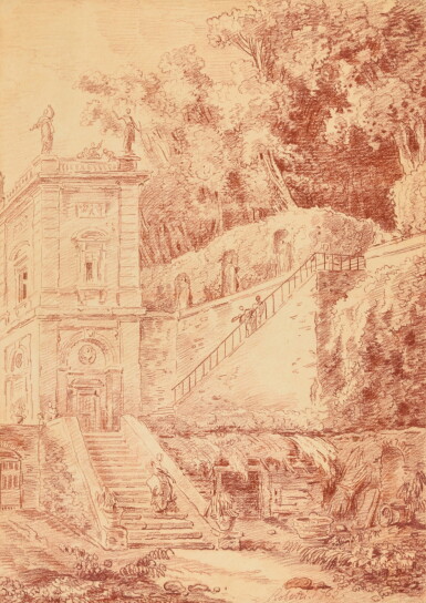 View full screen - View 1 of Lot 87. A) A view inspired by the Gardens of the Villa d'Este | B) A view inspired by La fontaine de l'Orgue at the Villa d'Este.