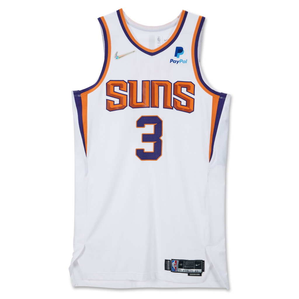 View full screen - View 1 of Lot 54. Chris Paul Phoenix Suns 2021-2022 Playoff Game Worn Away Jersey | Matched to 2 Games.