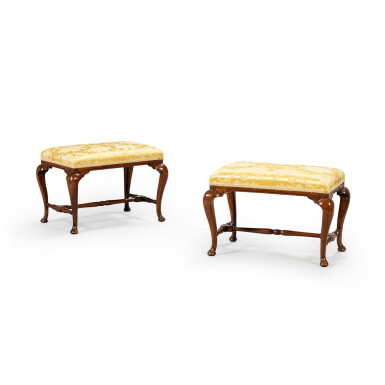 View full screen - View 1 of Lot 49. A pair of Italian walnut stools, Venice, circa 1730.