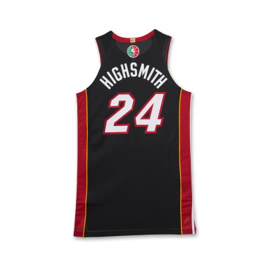 View full screen - View 1 of Lot 145. Haywood Highsmith Miami Heat 2024-2025 Mexico City Game Issued Icon Edition Jersey | Probable Wear.