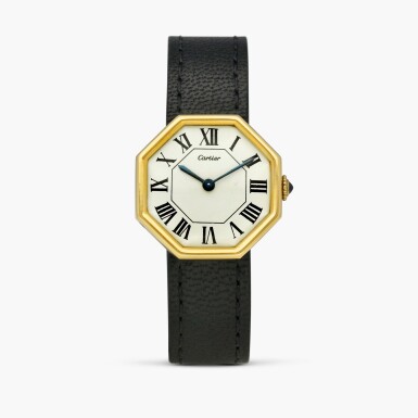 View full screen - View 1 of Lot 2399. Octagonal | A rare lady’s yellow gold octagonal wristwatch with original gold deployant buckle and the clasp of matching design, Circa 1971-72.