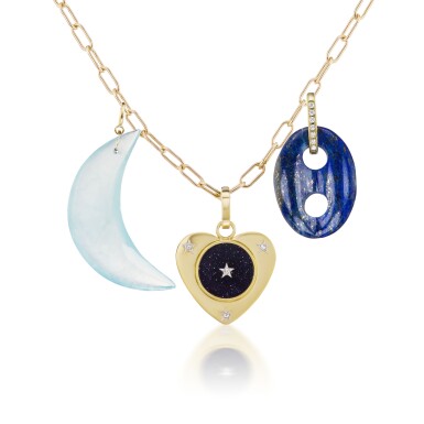 View full screen - View 1 of Lot 8. 'Have a Heart' x Muse Gold and Gem-Set Charm Necklace.