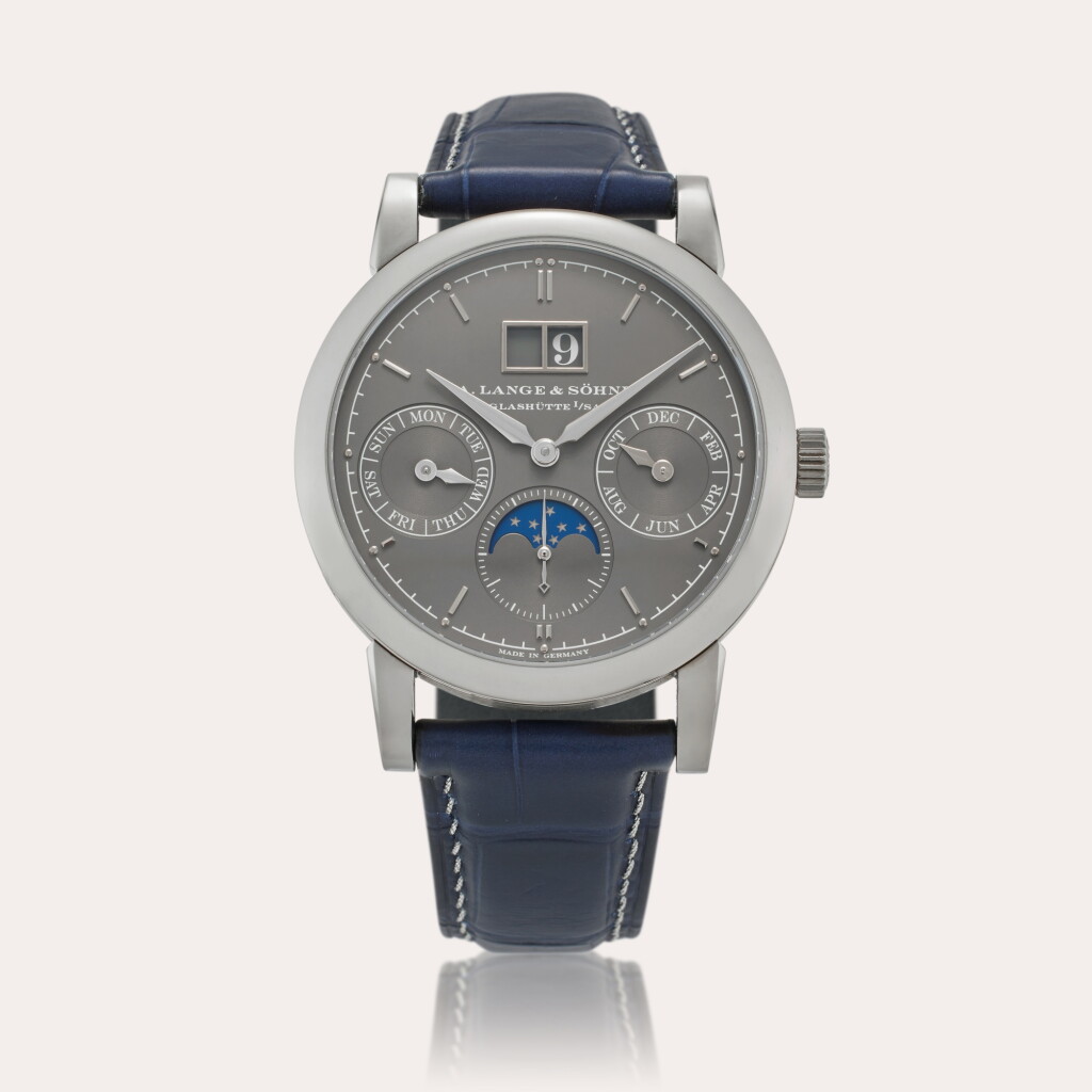 View full screen - View 1 of Lot 113. Reference 330.039 Saxonia Annual Calendar U.S. Special Edition | A limited edition white gold automatic annual calendar wristwatch with zero-reset mechanism, digital date display and moon phases, Circa 2018.