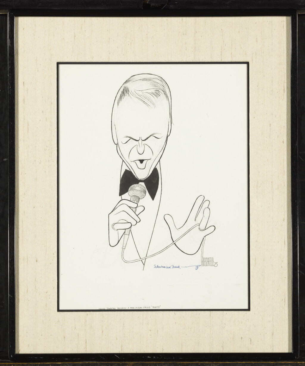 View full screen - View 1 of Lot 1021. AL HIRSCHFELD | FRANK SINATRA RECORDS A NEW ALBUM TITLED "DUETS".