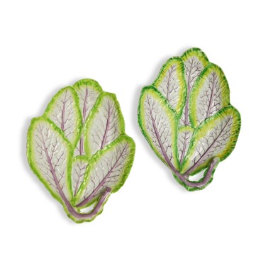 View full screen - View 1 of Lot 1079. Two Longton Hall Cos Lettuce Leaf Dishes, Circa 1755.