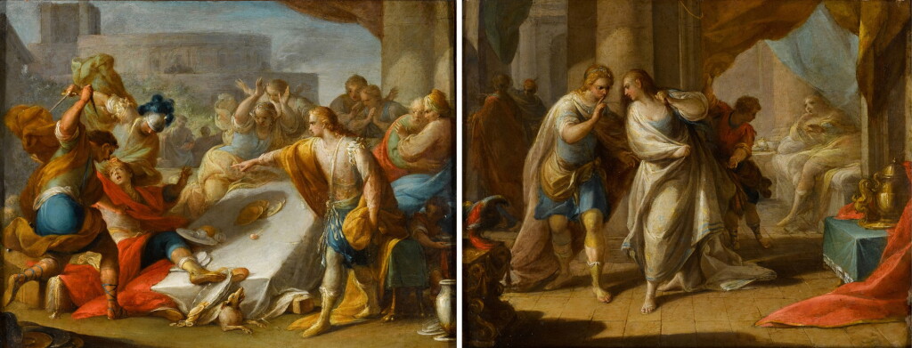 View full screen - View 1 of Lot 44. ANDREA CELESTI | AMNON'S OUTRAGE ON BEHALF OF HIS SISTER, TAMAR; ABSALOM ORDERS THE MURDER OF AMNON.