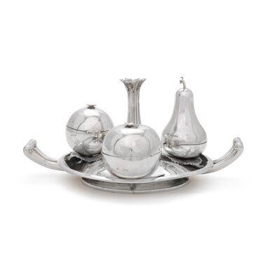 View full screen - View 1 of Lot 186. A Victorian silver inkstand, Joseph Angell, London, 1849.