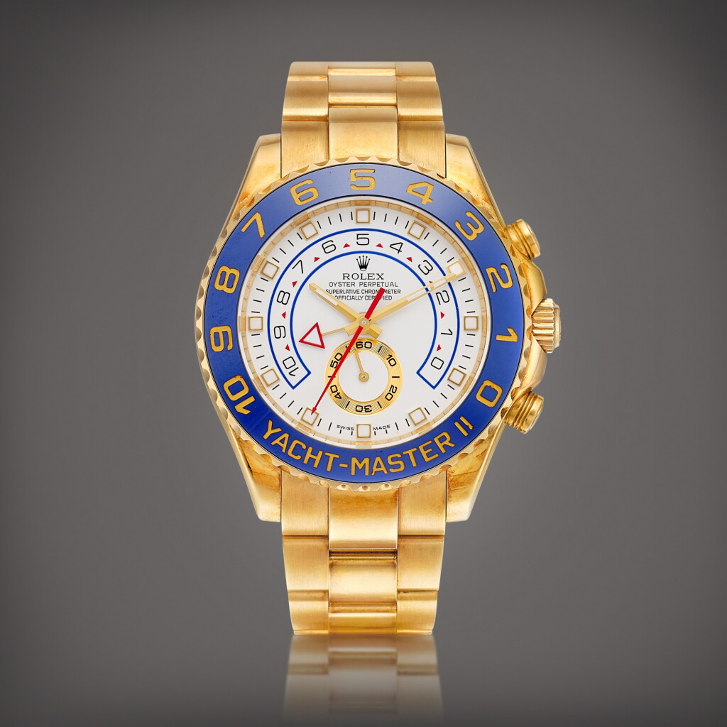 View full screen - View 1 of Lot 2109. Yacht-Master II, Reference 116688 A heavy yellow gold regatta countdown chronograph wristwatch with bracelet, Circa 2008 | A heavy yellow gold regatta countdown chronograph wristwatch with bracelet, Circa 2008 | 勞力士 | Yacht-Master II, 型號116688 | 黃金賽艇倒計時鏈帶腕錶,約2008年製.
