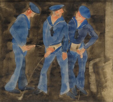 View full screen - View 1 of Lot 206. Three Sailors Urinating.