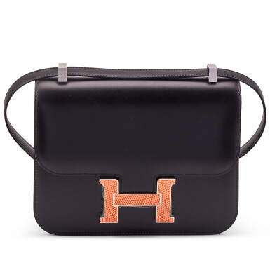 View full screen - View 1 of Lot 92. Black Box Constance 24 Orange Salvator Lizard Palladium Hardware, 2024.