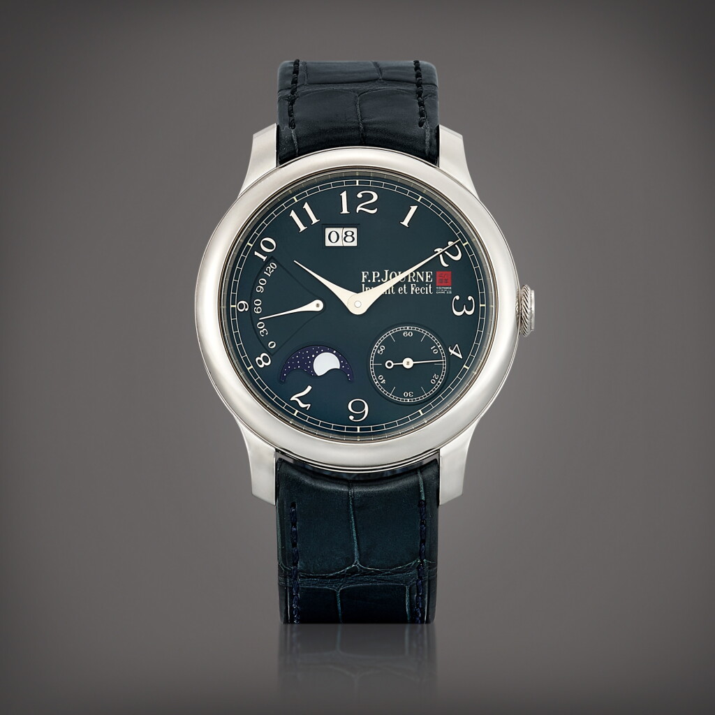 View full screen - View 1 of Lot 2180. Octa Automatique Lune France-China 50 | A limited edition platinum wristwatch with date, moon phases and power reserve indication, Made to commemorate the 50th anniversary of diplomatic relations between the French Republic and the People's Republic of China, Circa 2014 | F.P. Journe | Octa Automatique Lune France-China 50 | 限量版鉑金腕錶,備日期、月相及動力儲備顯示,為紀念法國及中國建交50週年而製,約2014年.