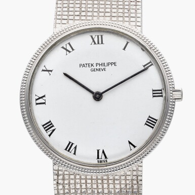 View full screen - View 1 of Lot 669. Reference 3520/10 Calatrava | A white gold bracelet watch, Made in 1970.