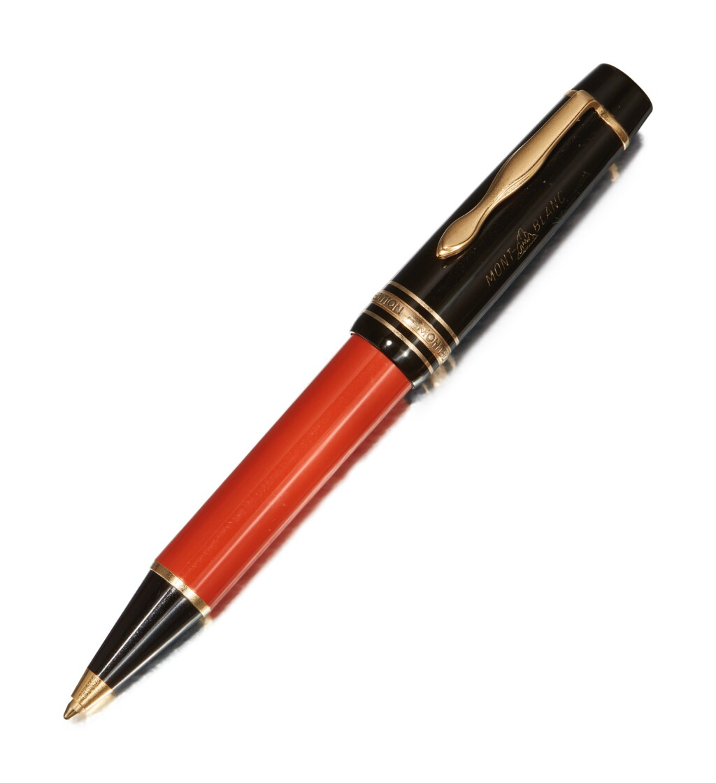 View full screen - View 1 of Lot 27. MONTBLANC | A LACQUER AND GOLD PLATED BALLPOINT PEN, CIRCA 2000.