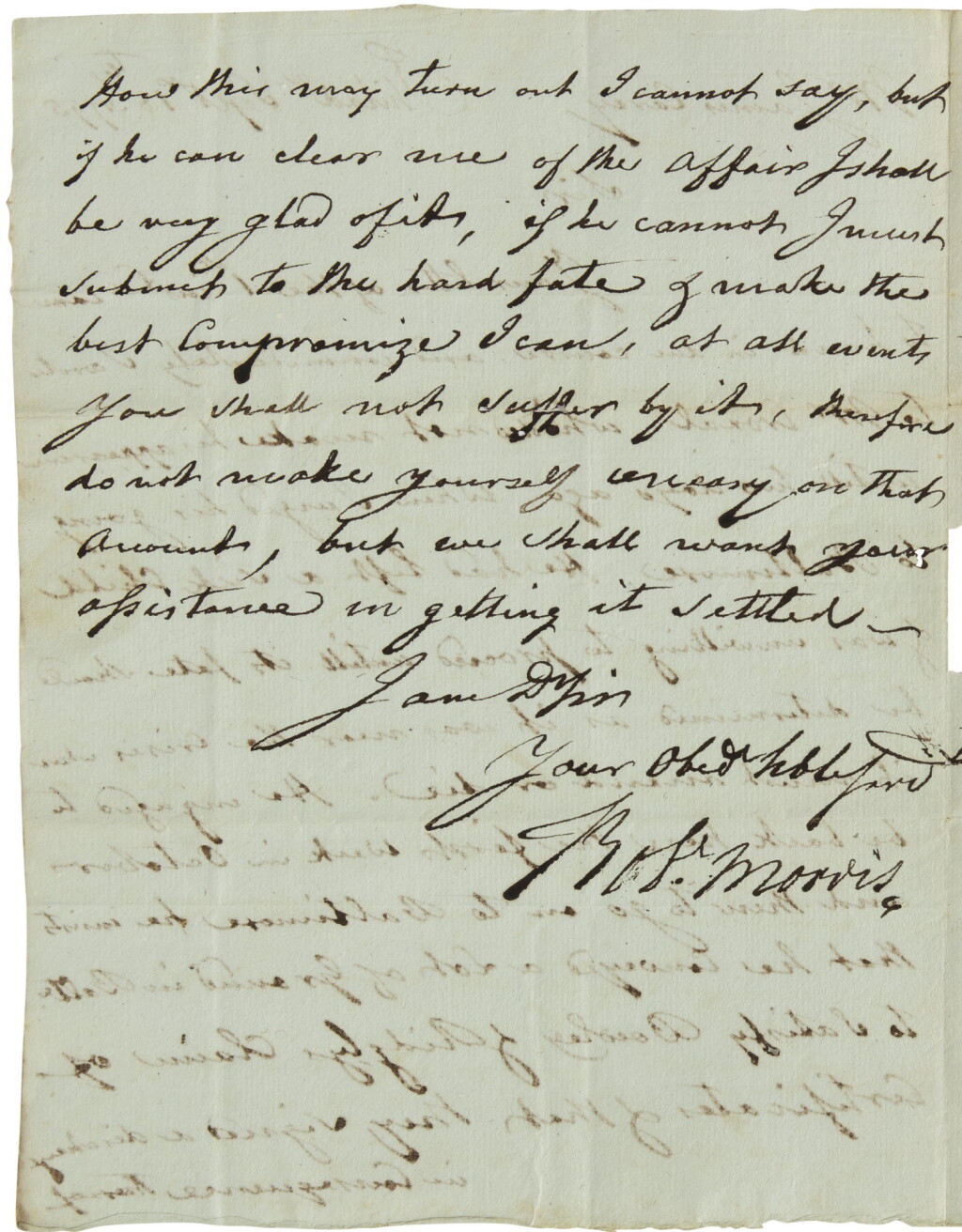 View full screen - View 1 of Lot 2138. Morris, Robert. Autograph letter signed, Philadelphia, 18 Sept 1795.