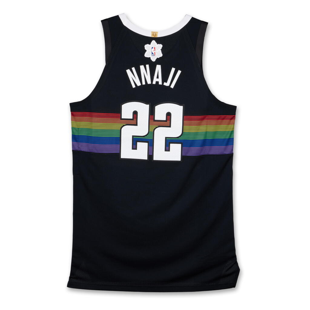 View full screen - View 1 of Lot 38. Zeke Nnaji ‘Christmas Day’ Denver Nuggets 2025-2026 Game Worn City Edition Jersey.