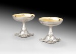 A pair of circular silver and silver-gilt cups, Saint Petersburg, circa 1900 | Paire de coupes rondes en argent et vermeil, Saint-Pétersbourg, vers 1900
