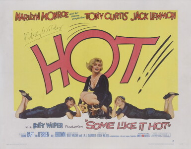 View full screen - View 1 of Lot 139. SOME LIKE IT HOT (1959) STYLE A POSTER, US, SIGNED BY BILLY WILDER.