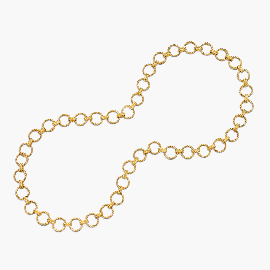 View full screen - View 1 of Lot 58. Gold 'Circle Rope Link' Necklace K金 'Circle Rope Link' 項鏈.