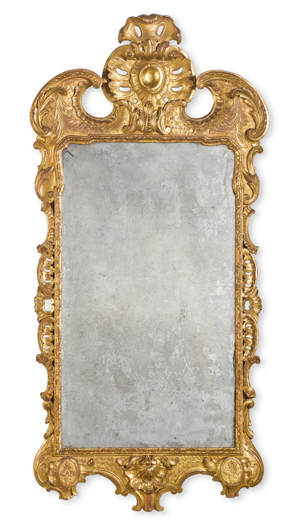 View full screen - View 1 of Lot 46. A George II carved giltwood mirror, second quarter 18th century.