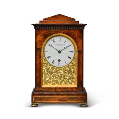 View full screen - View 1 of Lot 80. A rosewood library timepiece, Parkinson & Frodsham, London, circa 1840.