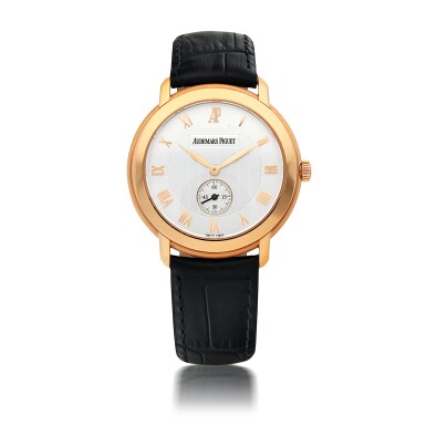 View full screen - View 1 of Lot 409. AUDEMARS PIGUET | JULES AUDEMARS, REF 15056OR PINK GOLD WRISTWATCH CIRCA 2002.