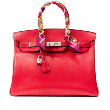 View full screen - View 1 of Lot 633. Rouge Casaque and Anémone Epsom HSS Birkin 35 Palladium Hardware, circa 2013 .