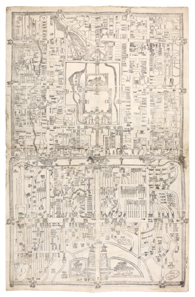 View full screen - View 1 of Lot 162. China, Beijing | Woodcut map on paper, 19th century.